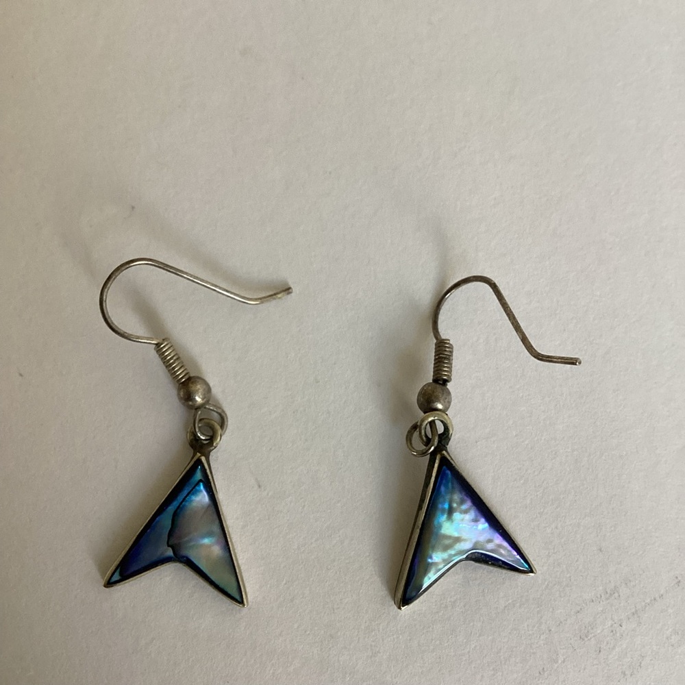 Alpaca Mexico Stamped Earrings Inlaid Dangle Silver Abalone Stamped Artisan